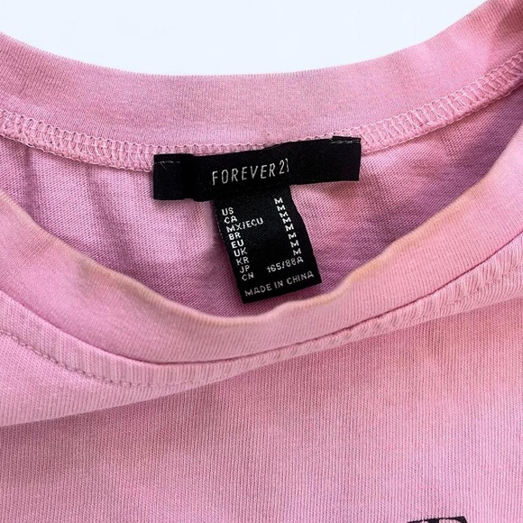 Forever 21 Medium Oversized Relaxed Fit Pink Cropped Self Love Tee Crop Top - Picture 8 of 8